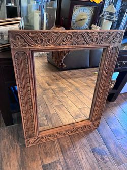 Ornate Carved Mahogany Framed Wall Mirror