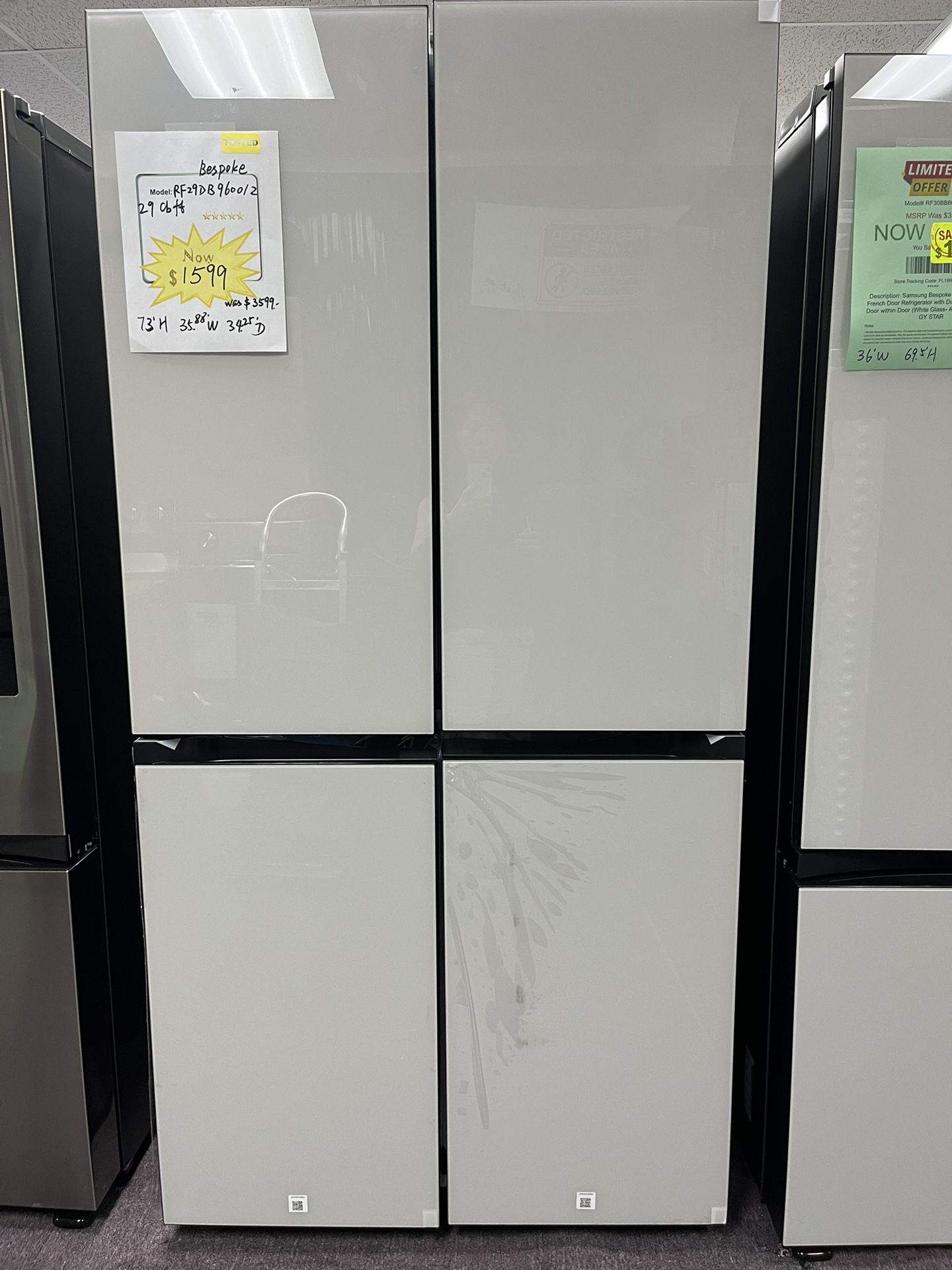 Refrigerator, Bespoke Samsung White 36’ Fridge