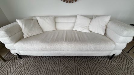 White Boucle Sofa (91.25”L) - Ocean Beach