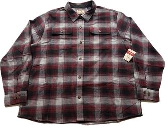 Wrangler Authentics Men's 2XL & 3XL Long Sleeve Flannel Shirt Jacket Syrah Plaid New