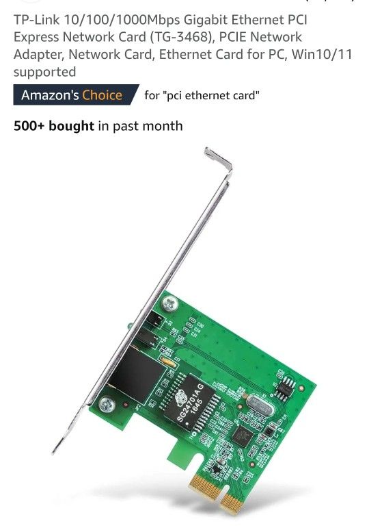 TP-Link 10/100/1000Mbps Gigabit Ethernet PCI Express Network Card (TG-3468), PCIE Network Adapter, Network Card, Ethernet Card for PC, Win10/11 