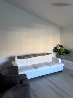 2 White Cream Sofas – Modern 3-Seater Couch Set