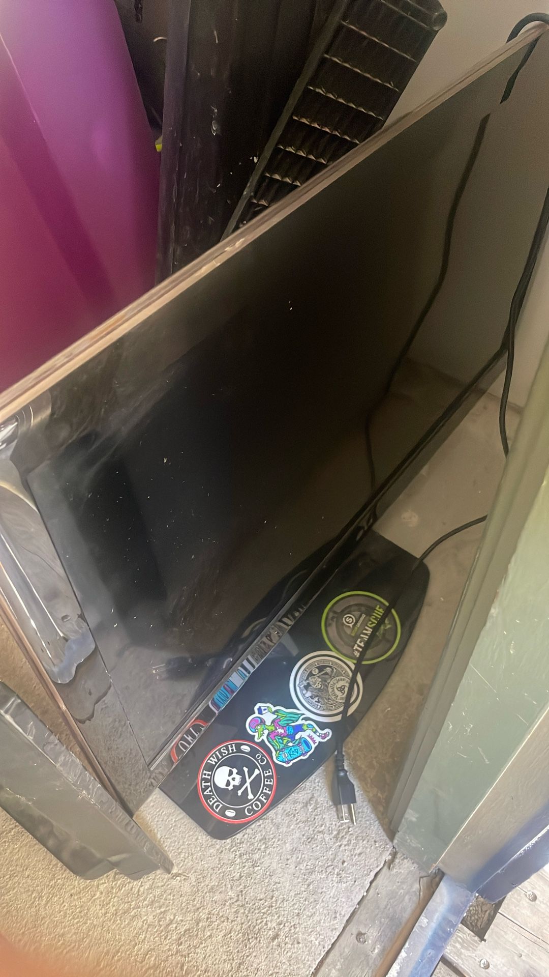 One Road master Bike,A Small Tv/computer Screen And Couch