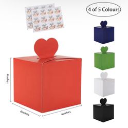 Frantis Color Party Favor Treat Boxes, Heart 4" x 4" x 4" Inches 20pcs Candy Snack Paper Gift Gable Boxes, Goodie for Shower, Wedding and Chic Party D