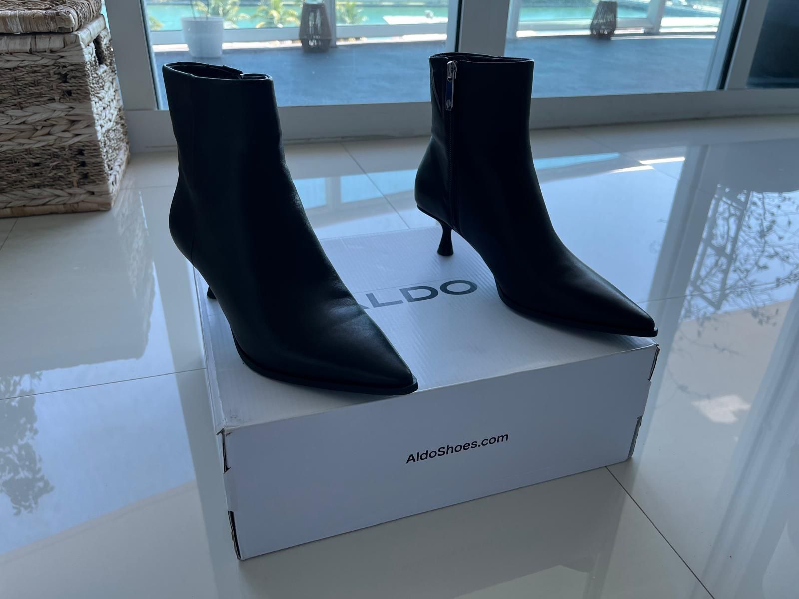 Brand New ALDO Black Ankle Boots – Kitten Heel – Size 6.5