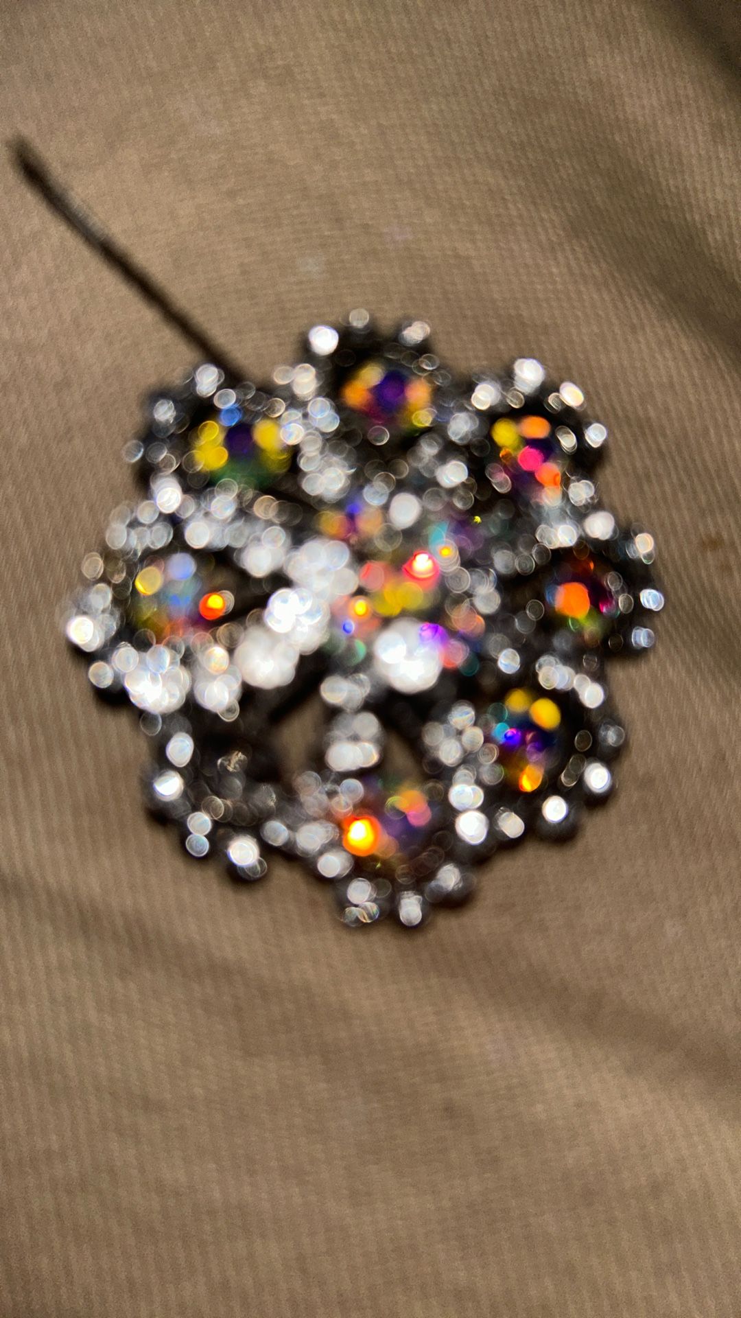 Vintage Victorian Floral Rhinestone Silver Tone Brooch -