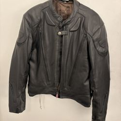 FirstGear Men’s Leather Motorcycle Jacket – Size 42 (Large) – Removable Liner