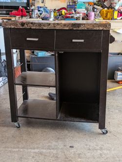 Brown  kitchen island cart with wheels