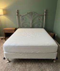 Full Size Metal Headboard and Bed Frame and Mattress