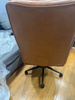 Brown Leather Office Chair with Wheels