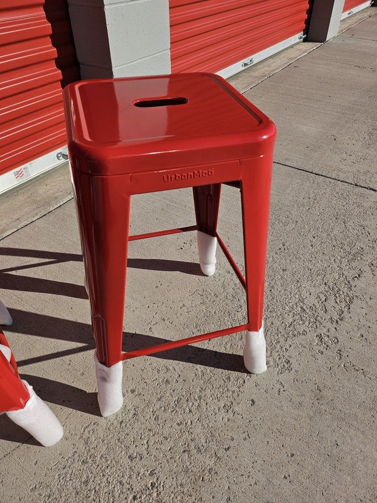 (4) New RED STOOLS