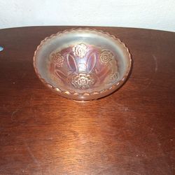 Vintage Dugan Marigold Peach  Iridescent Carnival  Glass Double  Stem Rose