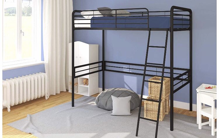 Metal Twin Loft Bed-Black color by DHP