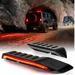  High Mount LED Brake Lights Compatible with 2007-2018 Jeep JK JKU 4-Door | Turn Signal/Reverse/Running Light, PC Shell, Waterproof, Plug N Play, 2PCS