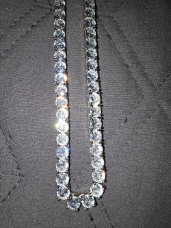 Silver Tennis Necklace with moissanite Stones