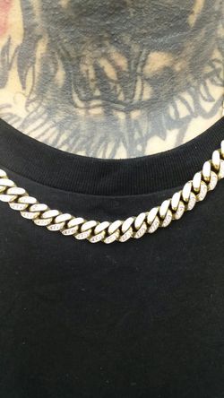 14k cuban link chain hand made CZ 106.1 grams 21 inch long