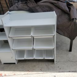 Big White Book Shelf And Storage Bin For Toys We Paid Over $200  Is In Good Condition 