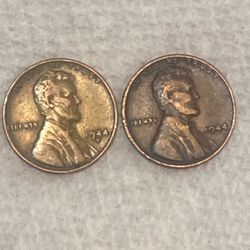 1944 Red Cent & 1944 San Francisco Minted Pennys 