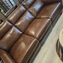 New Mahogany Brown Leather Couch