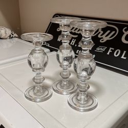 William Sonoma Crystal Glass Candle Holders 