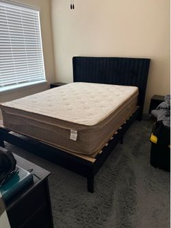 Queen black bed frame