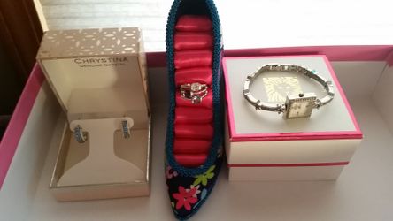 Watch earrings and ring