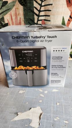 Chefman 6 Qt. Air Fryer 4 Functions w/ Touch Controls, HI-FRY Button, Stainless Steel