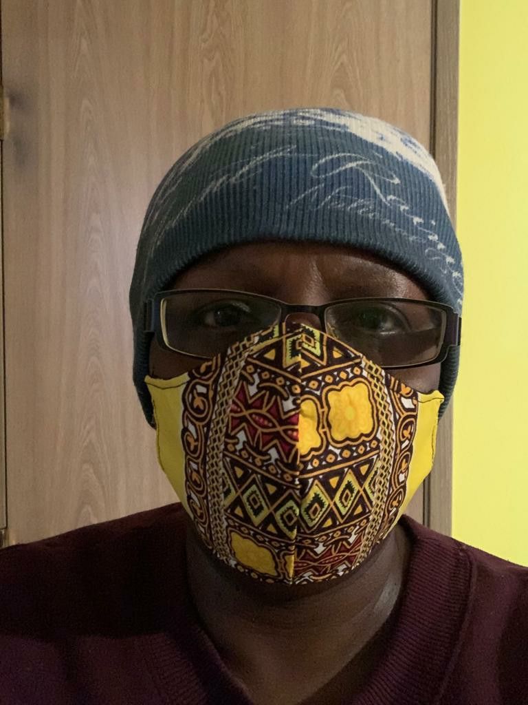 3 layered Yellow Dashiki (African Print) Face Mask