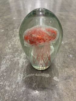 Orange Jellyfish Paperweight 