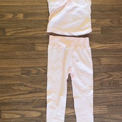 Pink Halter Top Leggings Activewear Set M