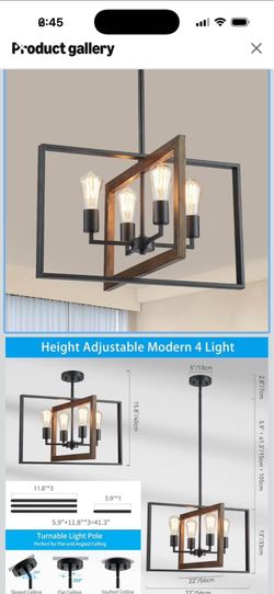 XINGQI Modern Chandelier 4-Light Farmhouse Kitchen Island Light Fixtures gray/black Chandeliers