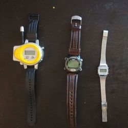 3 vintage digital watches