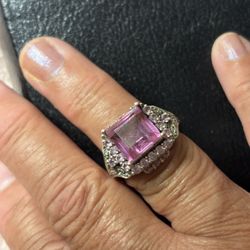 Pink CZ  Diamond.. With Real Sapphires In Pink 