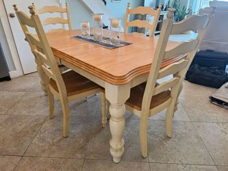 Solid wood dining table and 4 chairs