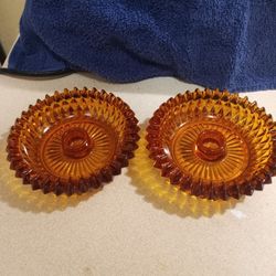 Vintage Amber Glass Candle Holders