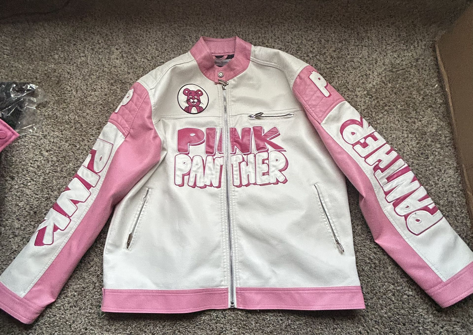 Leather Pink Larger Varsity Jacket