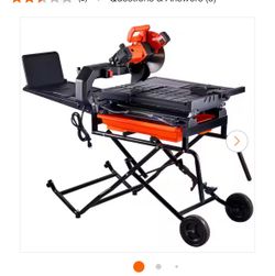 NEW IN BOX Wet Tile Saw, 15-Amps 10 in. 65Mn Corded Wet Tile Saw, 4500 RPM, Tile Cutter Wet Saw with Water Reservoir and Casters