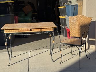 Wicker Desk And Chair