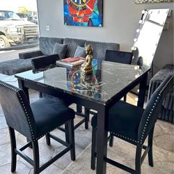 Black Color Counter Height Table Set