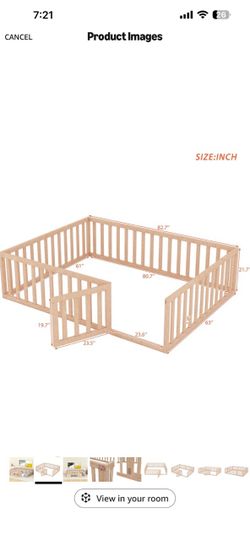 Large Wooden Floor Baby Bed Frame - Queen