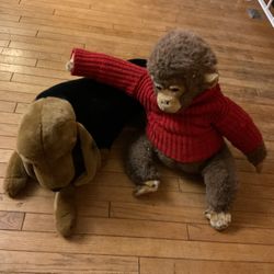 Two Stuffed Animals, A Monkey, And A Dog , About 25” Long (NO SHIPPING)