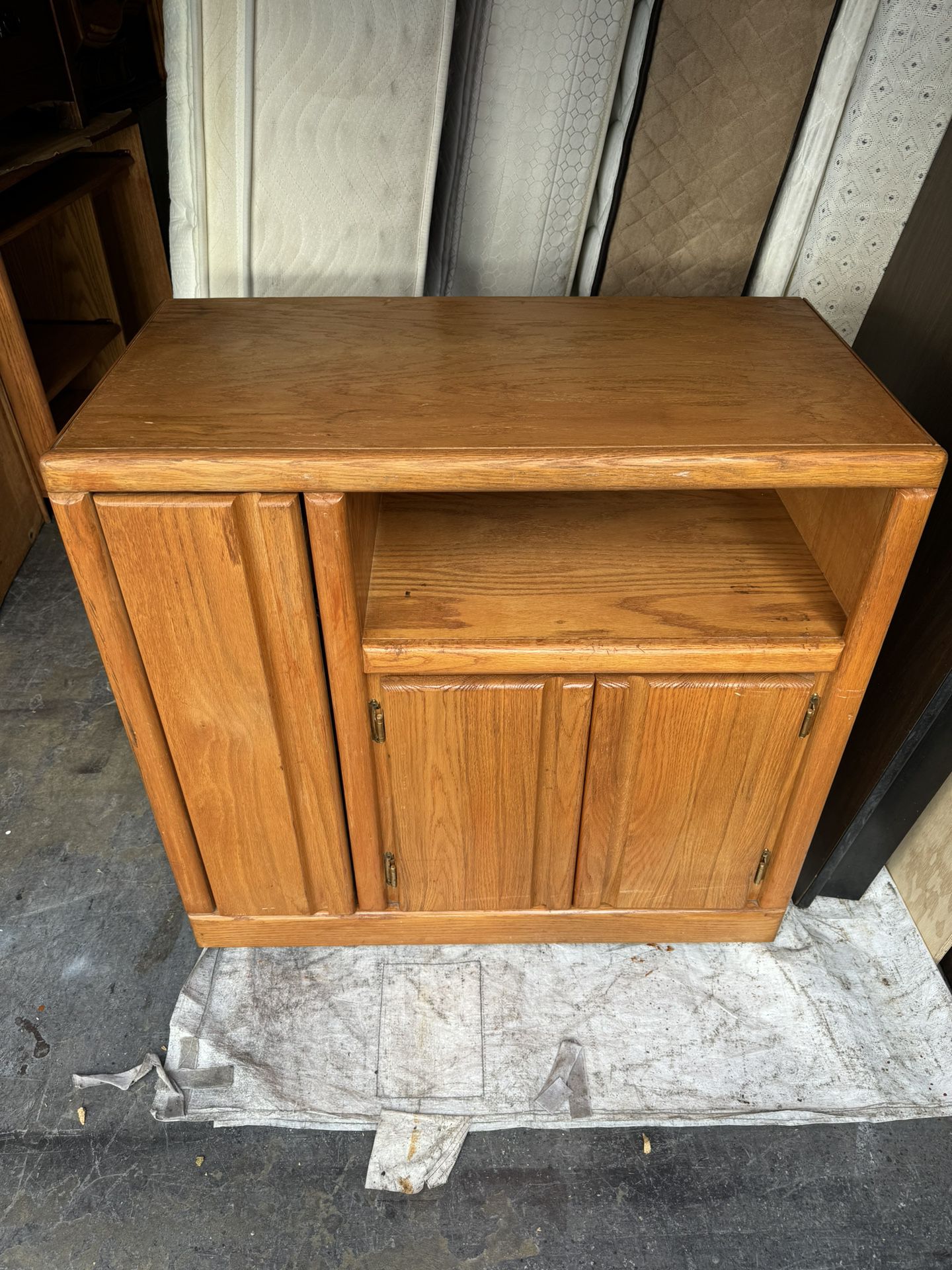 Traditional solid wood kitchen storage /pantry / printer / cabinet / TV entertainment center media console on wheels. 