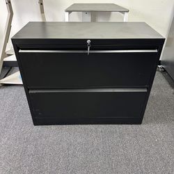 2 Drawer Lateral Metal File Storage Cabinet with Lock for Legal/Letter A4 Size, Black（some scratches）