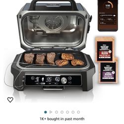 Ninja OG951 Woodfire Pro Connect Premium XL Outdoor Grill & Smoker, Bluetooth, App Enabled, 7-in-1 Master Grill, BBQ Smoker, Outdoor Air Fryer, Woodfi