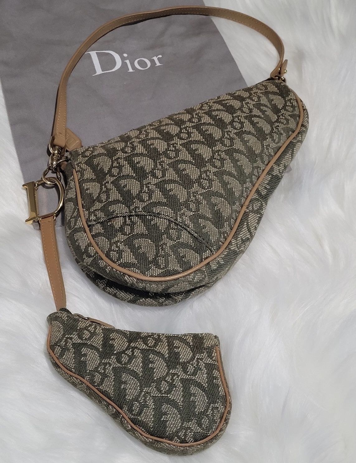 Green Dior Trotter Mini Saddle Bag with Baby Saddle D Charm