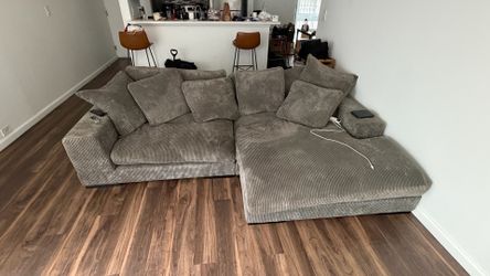 grey corduroy sectional sofa