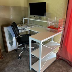 White L-shaped Desk