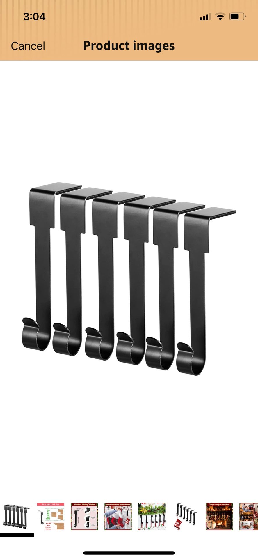 Christmas Stocking Holders Mantel Hook Hangers Fireplace Hook Hanger Christmas Stocking Hook-Christmas Party Decore-Black-pack of 12