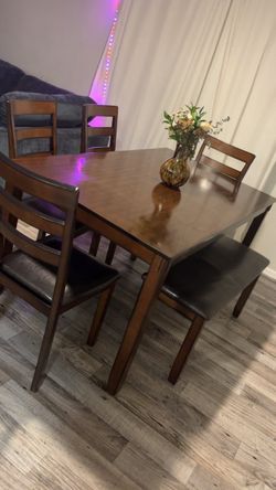 Dinning Table Set 4 chairs and a 2 seater bench
