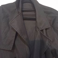 Womens Black long trench coat  with buttons and belt size M